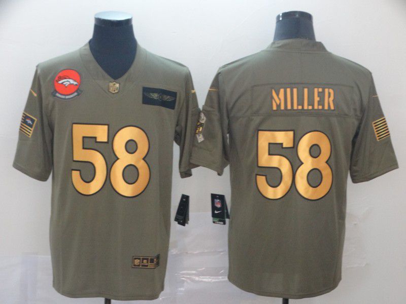 Men Denver Broncos 58 Miller Gold Nike Olive Salute To Service Limited NFL Jersey